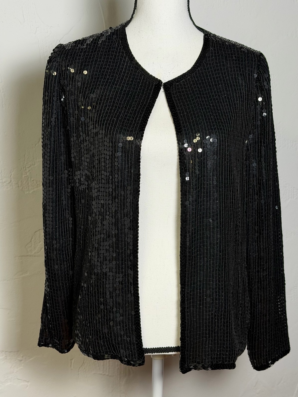 Stunning Stenay Silk and Sequin Vintage Black Jacket - Excellent Quality - Sm - Picture 2 of 16